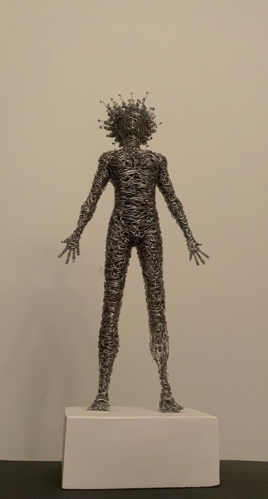 Wire sculpture, stainless steel.